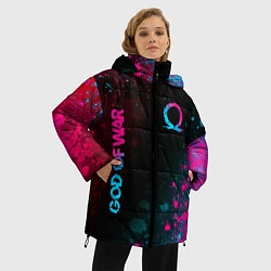 Куртка зимняя женская God of War - neon gradient, цвет: 3D-черный — фото 2