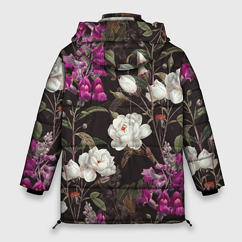 Женская зимняя куртка Цветы Ночные Розы / 3D-Черный – фото 2