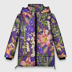 Куртка зимняя женская Яркий Цветочный Сад, цвет: 3D-черный