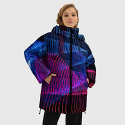 Куртка зимняя женская Неоновые электронные волнообразные линии, цвет: 3D-светло-серый — фото 2