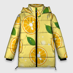 Куртка зимняя женская Сочные апельсины в разрезе, цвет: 3D-красный