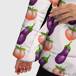 Куртка зимняя женская Баклажаны и персики паттерн, цвет: 3D-красный — фото 2