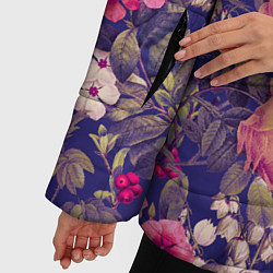 Куртка зимняя женская Летний Букет Цветов На Синем Фоне, цвет: 3D-красный — фото 2
