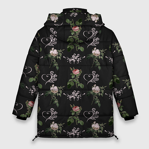 Женская зимняя куртка Дизайн из роз / 3D-Черный – фото 2