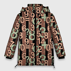 Женская зимняя куртка Коричневый узор Математика темный фон