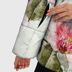 Куртка зимняя женская Цветы Нарисованные Магнолии, цвет: 3D-светло-серый — фото 2
