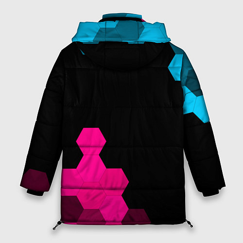 Женская зимняя куртка Counter Strike - neon gradient: символ и надпись в / 3D-Черный – фото 2
