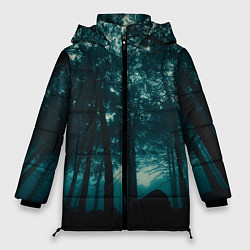 Куртка зимняя женская Тёмный лес на закате, цвет: 3D-светло-серый