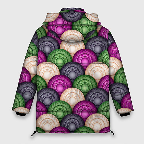 Женская зимняя куртка Круглый калейдоскоп абстракция / 3D-Светло-серый – фото 2