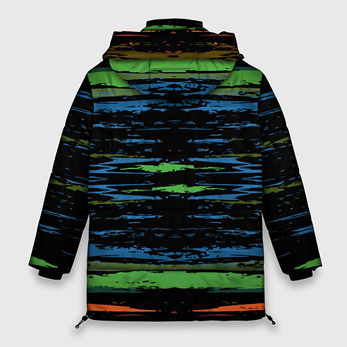 Женская зимняя куртка Мазки цветной краской paint strokes abstract / 3D-Черный – фото 2