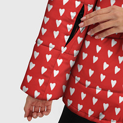 Куртка зимняя женская Красные сердечки паттерн, цвет: 3D-красный — фото 2
