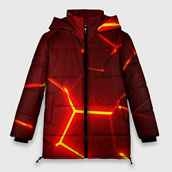Женская зимняя куртка Красные неоновые геометрические плиты