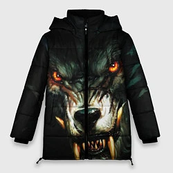 Куртка зимняя женская Злой волк с длинными клыками, цвет: 3D-красный