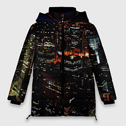 Куртка зимняя женская Ночной город - вид с высоты, цвет: 3D-красный