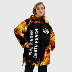 Куртка зимняя женская Five Finger Death Punch и пылающий огонь, цвет: 3D-черный — фото 2