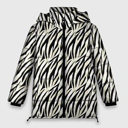 Куртка зимняя женская Тигровый полосатый узор-черные, бежевые полосы на, цвет: 3D-черный