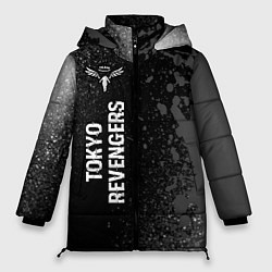 Куртка зимняя женская Tokyo Revengers glitch на темном фоне: по-вертикал, цвет: 3D-черный
