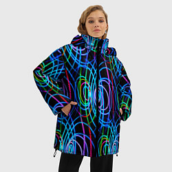 Куртка зимняя женская Неоновые завитки, цвет: 3D-светло-серый — фото 2