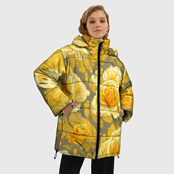 Куртка зимняя женская Яркие желтые бутоны, цвет: 3D-светло-серый — фото 2