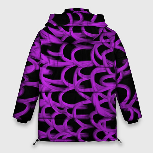Женская зимняя куртка Нити из фиолетовой краски / 3D-Черный – фото 2
