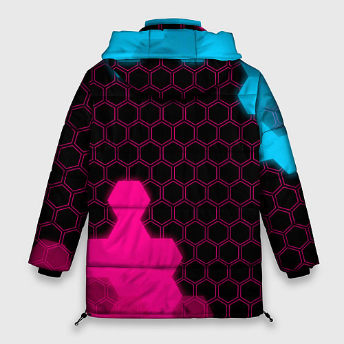 Женская зимняя куртка GTA - neon gradient: надпись, символ / 3D-Черный – фото 2