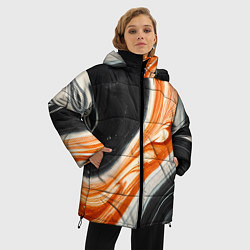 Куртка зимняя женская Оранжевые разводы краски, цвет: 3D-черный — фото 2