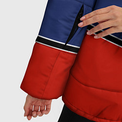 Куртка зимняя женская Combined pattern striped orange red blue, цвет: 3D-черный — фото 2