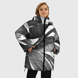 Куртка зимняя женская Чёрно-белый тропический вайб, цвет: 3D-черный — фото 2
