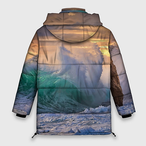 Женская зимняя куртка Штормовая волна, накатывающая на берег / 3D-Красный – фото 2