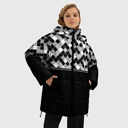 Куртка зимняя женская Черно-белый геометрический узор, цвет: 3D-черный — фото 2