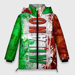 Куртка зимняя женская Флаг Италии - кляксы, цвет: 3D-черный