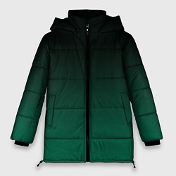 Женская зимняя куртка Черный и бирюзово - зеленый, текстурированный под