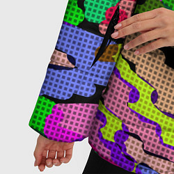 Куртка зимняя женская Разноцветный клетчатый камуфляж, цвет: 3D-черный — фото 2