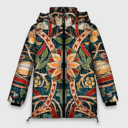 Куртка зимняя женская Ковер с птицами, цвет: 3D-красный