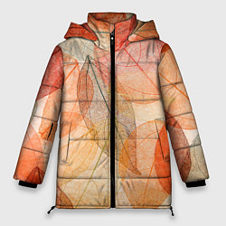 Куртка зимняя женская Осенние прозрачные листья, цвет: 3D-светло-серый