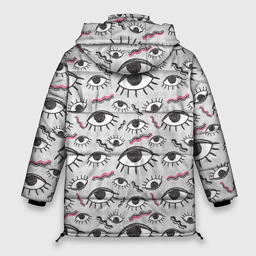 Женская зимняя куртка Глаз с ресницами поп арт / 3D-Светло-серый – фото 2