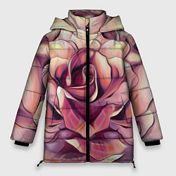 Женская зимняя куртка Крупная роза маслом