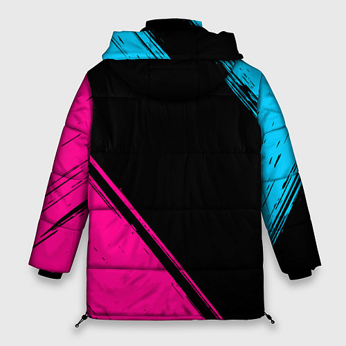 Женская зимняя куртка Bring Me the Horizon - neon gradient: надпись, сим / 3D-Черный – фото 2