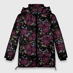 Женская зимняя куртка Узор Розы из геометрических фигур треугольники