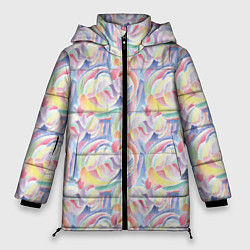 Куртка зимняя женская Акварельные пузыри, цвет: 3D-красный