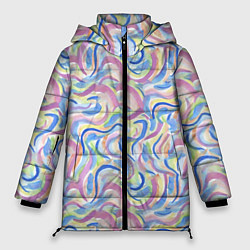 Куртка зимняя женская Акварельные завитки, цвет: 3D-черный