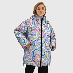 Куртка зимняя женская Акварельные завитки, цвет: 3D-черный — фото 2