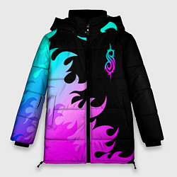Куртка зимняя женская Slipknot неоновый огонь, цвет: 3D-черный