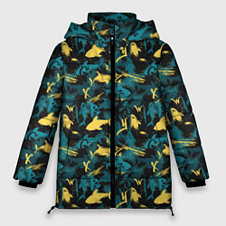 Куртка зимняя женская Акулы разноцветные, цвет: 3D-черный