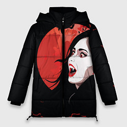 Куртка зимняя женская Вампирша на фоне красной луны, цвет: 3D-светло-серый