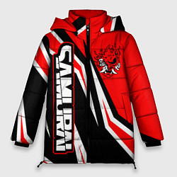 Куртка зимняя женская Samurai - Киберпанк 2077 - Красный спорт, цвет: 3D-черный