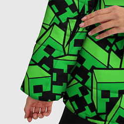 Куртка зимняя женская Головы криперов - Майнкрафт, цвет: 3D-светло-серый — фото 2