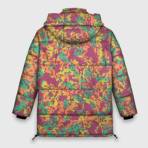 Женская зимняя куртка Цифровой камуфляж - сиренево-зеленый / 3D-Светло-серый – фото 2