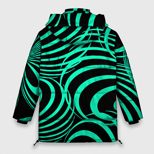 Женская зимняя куртка Зелёные полоски / 3D-Черный – фото 2