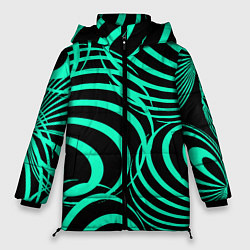 Куртка зимняя женская Зелёные полоски, цвет: 3D-черный